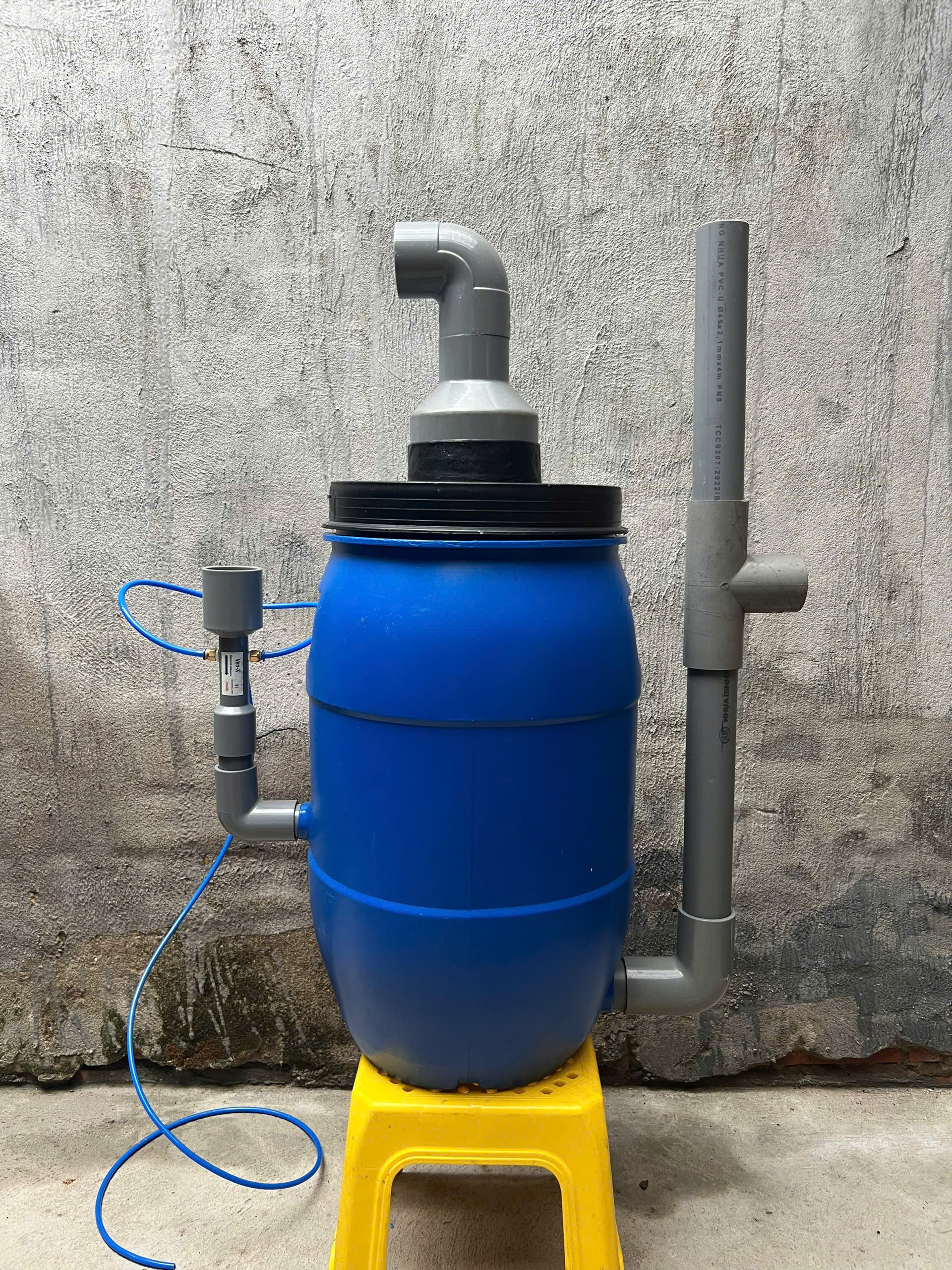 6 m3/h Co-Current Protein Skimmer made from 30-L drum